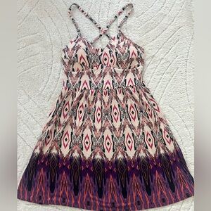 Jessica Simpson Pink and Purple Geometric Rayon Midi Dress